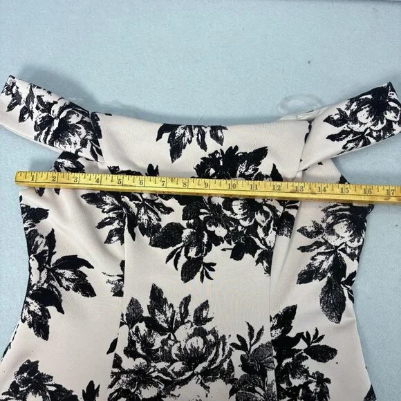 Y2K Teeze Me Tan Dress With Flocked Black Floral Pattern SZ 7 Fit & Flare,Flirty - Picture 5 of 9